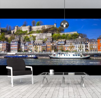 Picture of Panoramic view medieval citadel in Namur Belgium from the river